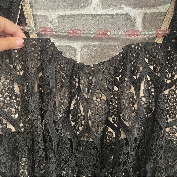 Stone Cold Fox Iowa Black Lace Mini Dress fringe ruffle - Picture 6 of 10